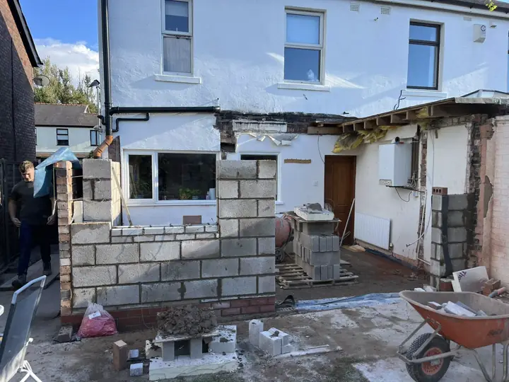 Broughton Building Company rear extension blockwork and opening preparation photo 1