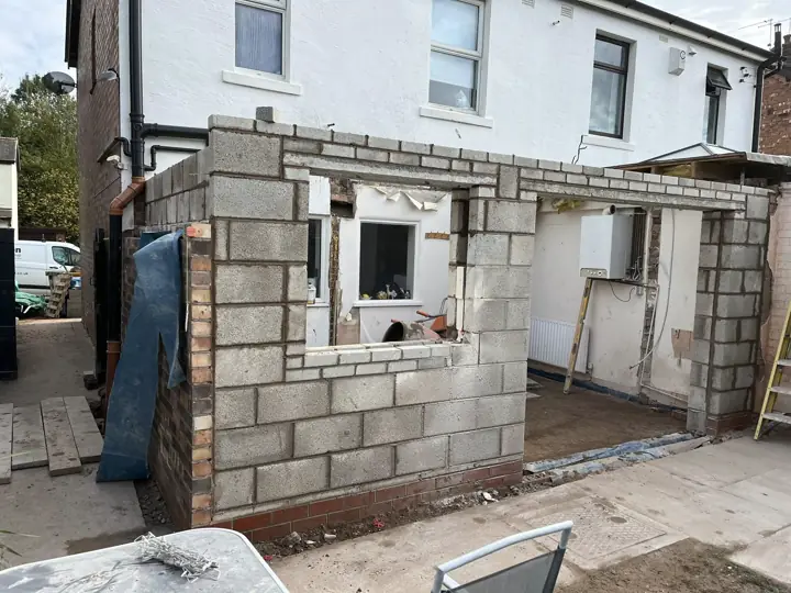 Broughton Building Company rear extension blockwork and opening preparation photo 4