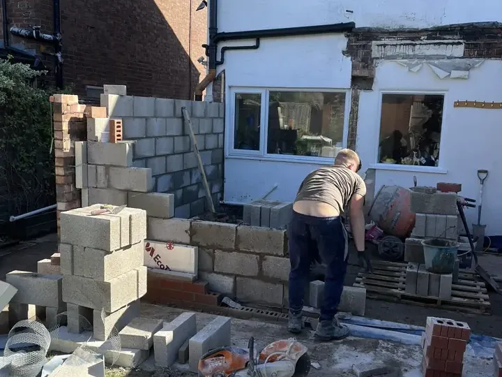 Broughton Building Company rear extension blockwork and opening preparation photo 5