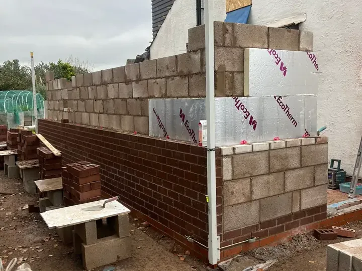 Broughton Building Company external extension build and walling progress photo 5